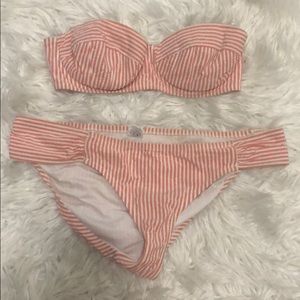J. Crew Light Pink Striped Bikini Swimsuit M